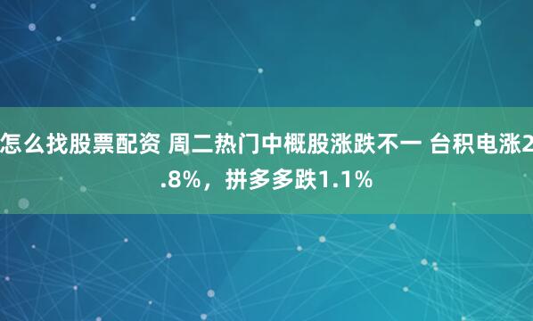 怎么找股票配资 周二热门中概股涨跌不一 台积电涨2.8%，拼多多跌1.1%