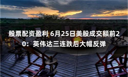股票配资盈利 6月25日美股成交额前20：英伟达三连跌后大幅反弹